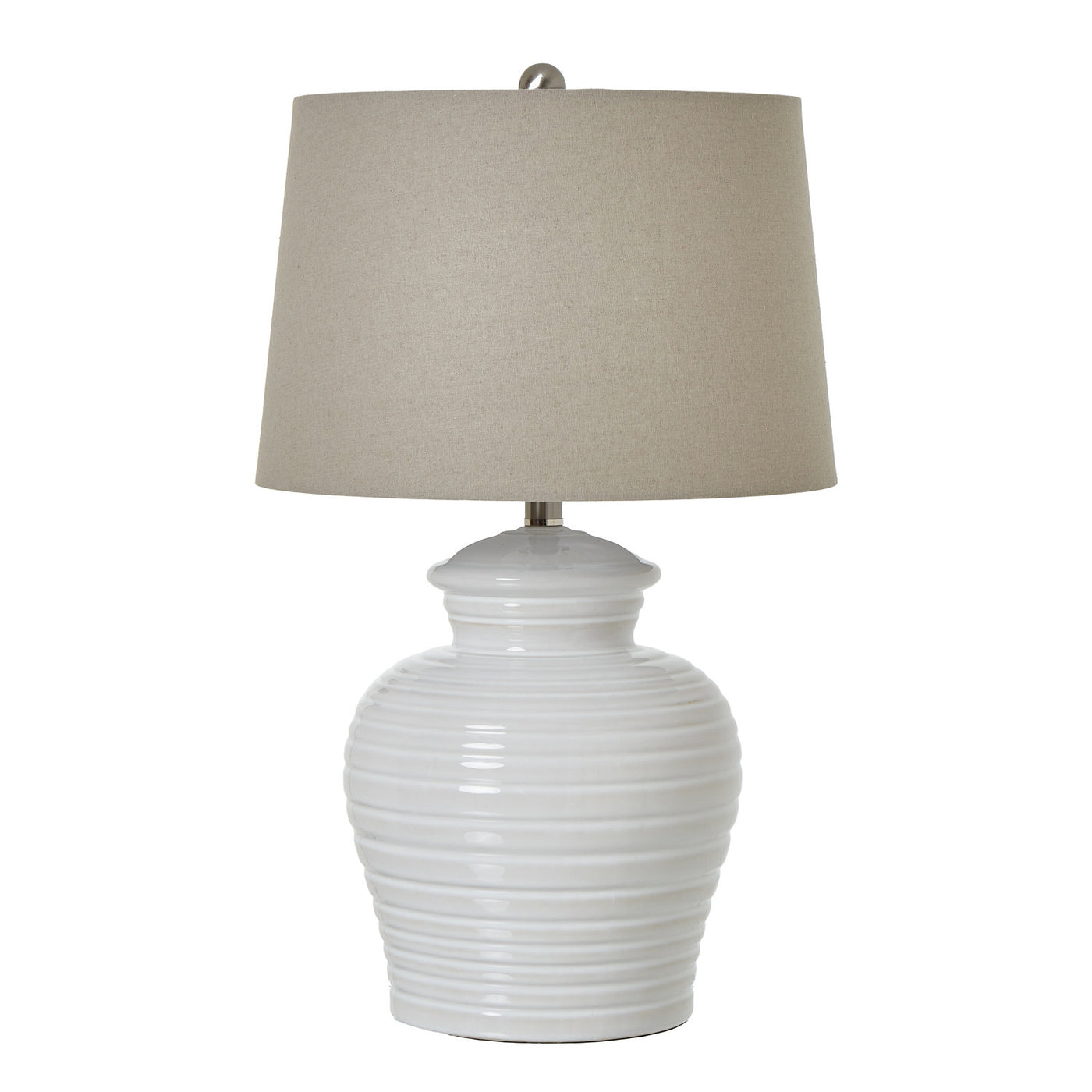 image of ridged white ceramic table lamp