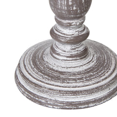 close up image of lamp base with weathered white and grey effect