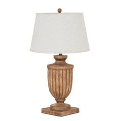 Tassora Table lamp in brown with edged linen shade