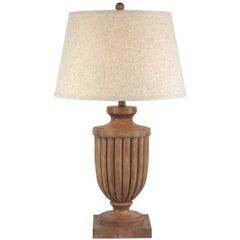 Tassora Table lamp in brown with edged linen shade