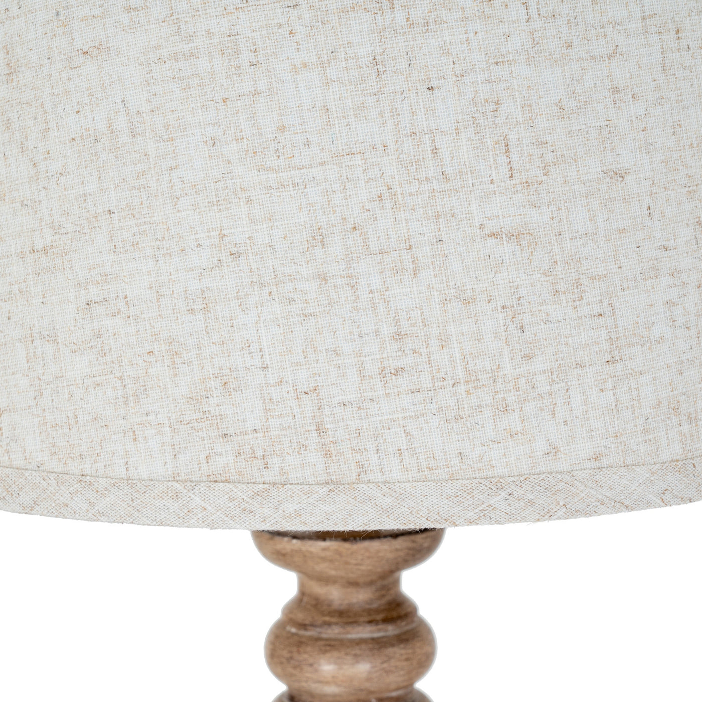 close up image of natural coloured linen shade with grain
