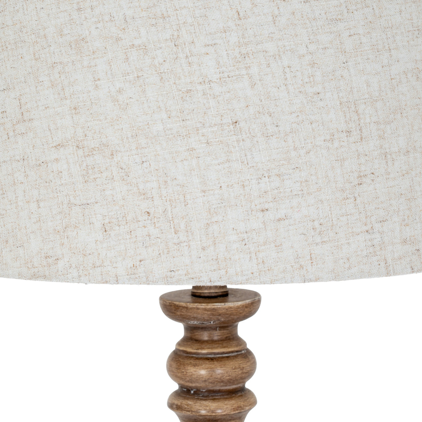 close up on grain and natural colour of floor lamp's edged linen shade