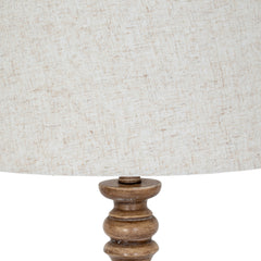 close up on grain and natural colour of floor lamp's edged linen shade
