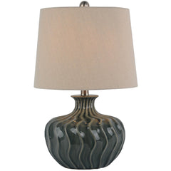 Veyla Table Lamp in Black & Grey with texture linen shade