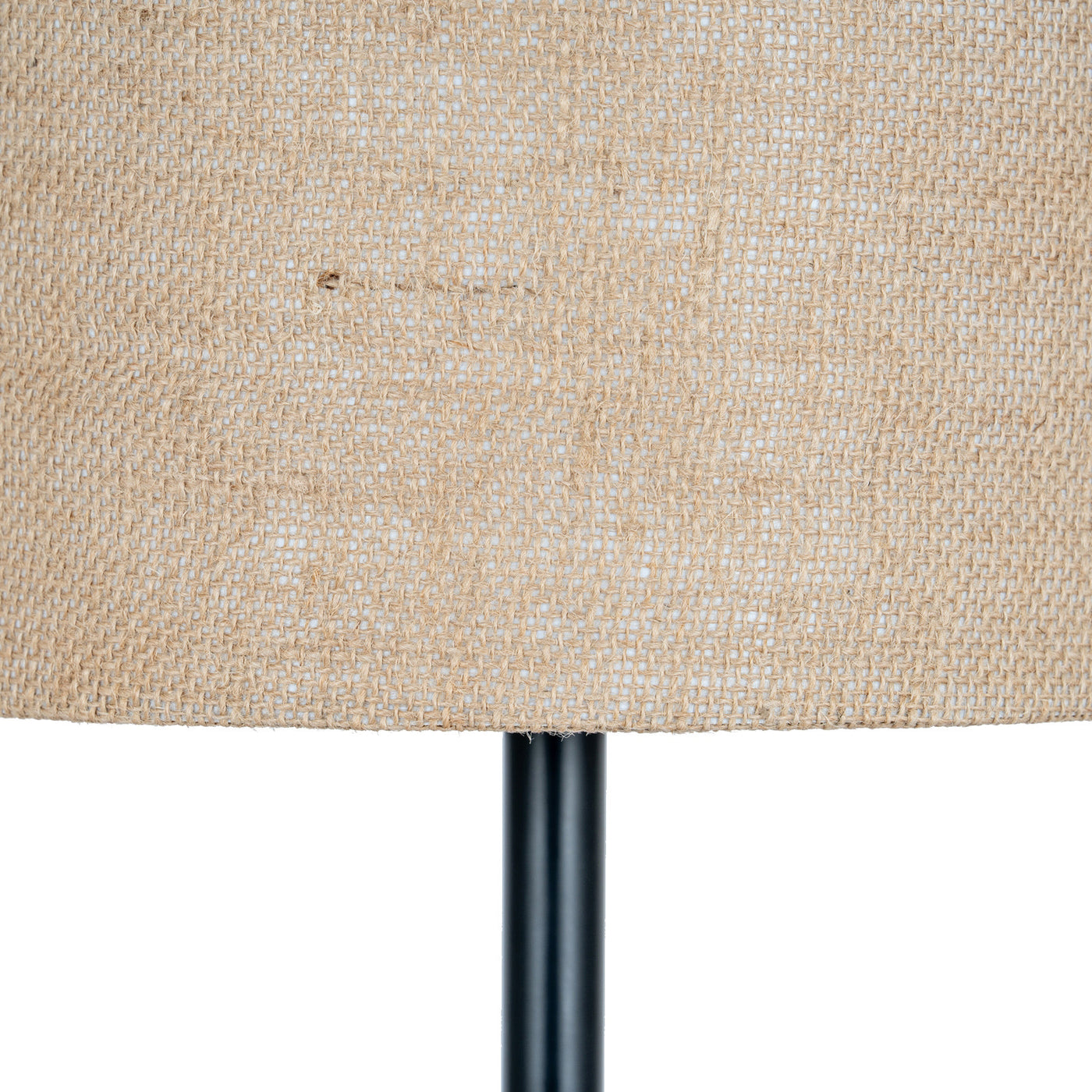 Cannon Table Lamp with Hessian Shade close up