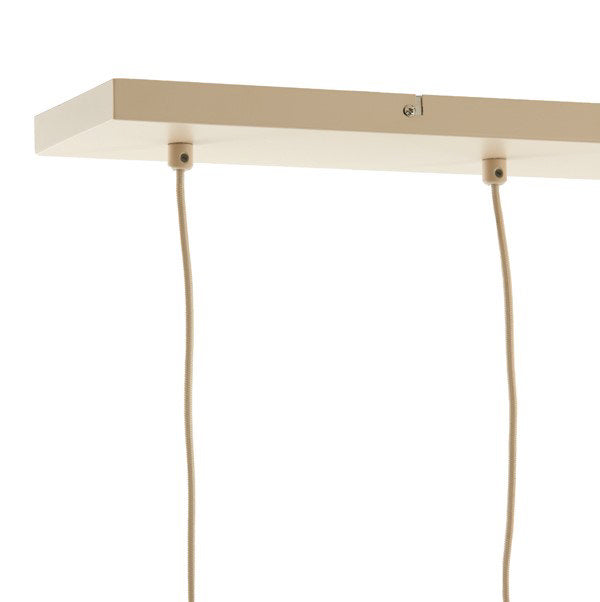 close up image of ceiling fixture of natural coloured ceiling pendant
