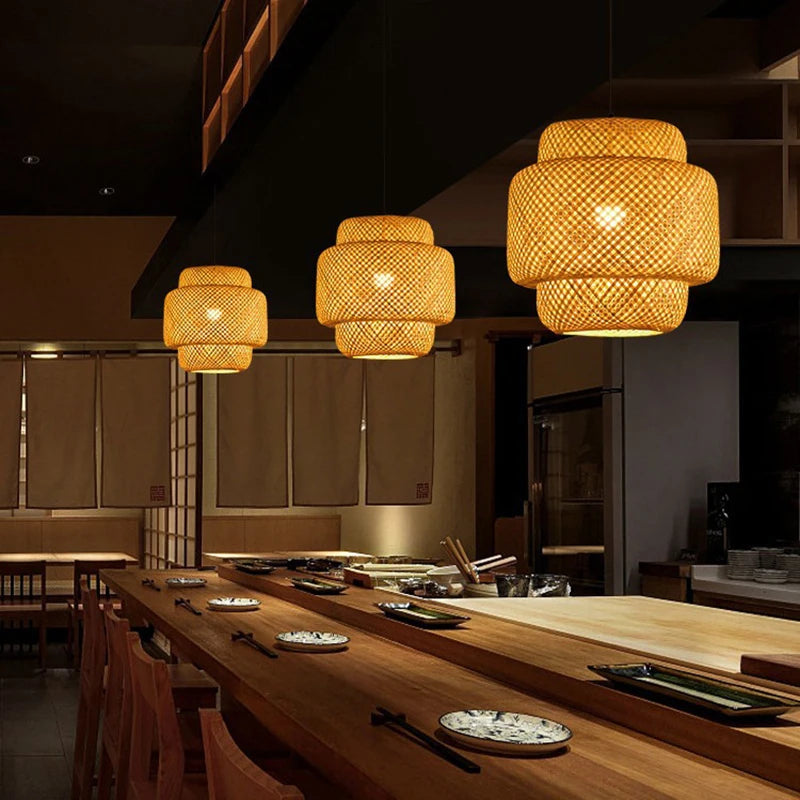 Hand-Woven Natural Rattan Pendant Light – Japandi & Bohemian Style