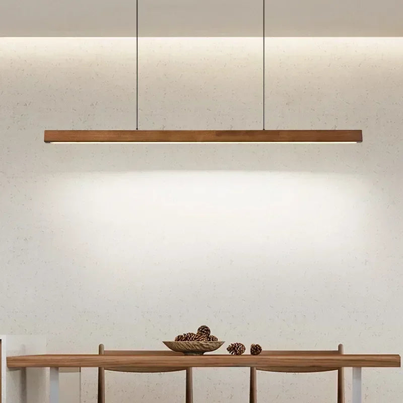 Solid Wood Linear Pendant Light – Clean Nordic Style