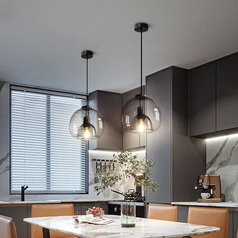 Hand-Blown Glass Pendant Light – Modern Art Deco Style