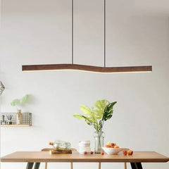 Walnut Finish Linear Pendant Light – Modern Retro Design