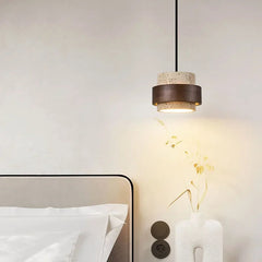 Natural Stone & Wood Pendant Light – Contemporary Minimalist Style