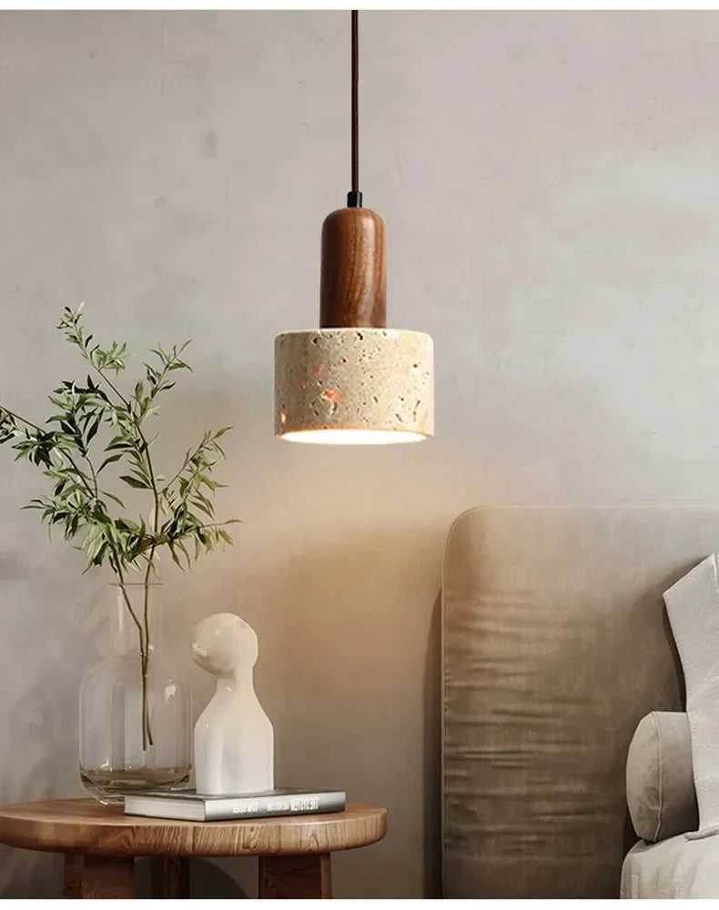 Travertine Stone Wabi-Sabi Pendant Light