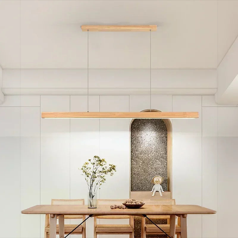Solid Wood Linear Pendant Light – Clean Nordic Style