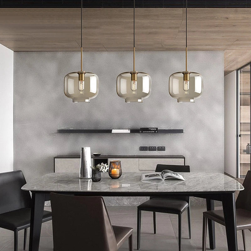 Nordic Glass Pendant Light – Modern Industrial Style