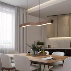 Walnut Finish Linear Pendant Light – Modern Retro Design