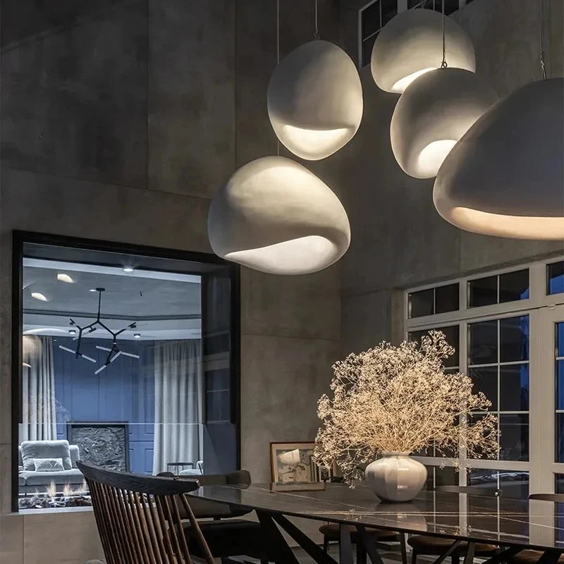 Sculptured Stone-Effect Wabi-Sabi Pendant Light