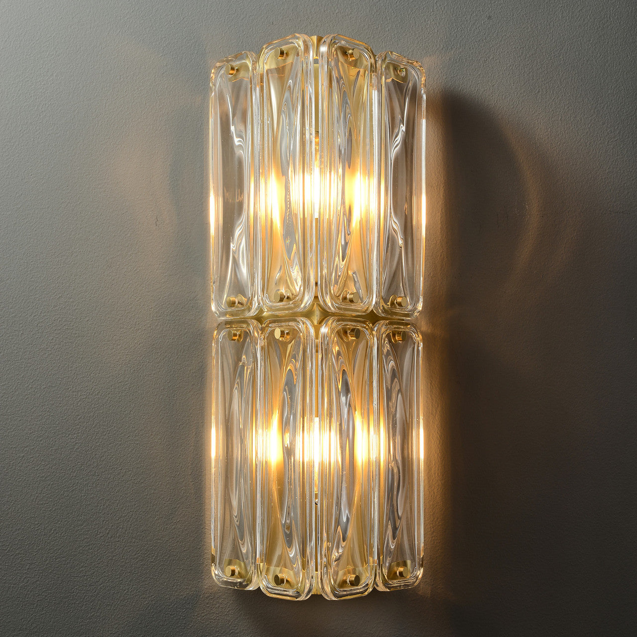 Fluted Glass Double Light Wall Sconce