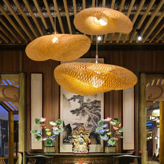 Hand-Woven Natural Rattan Pendant Light – Japandi / Wabi-Sabi Style