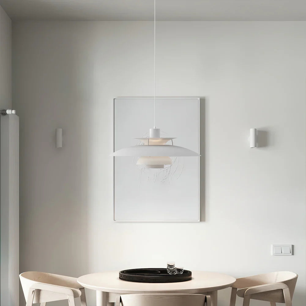 Danish pendant light – Layered metal, colorful design for the dining room or living room