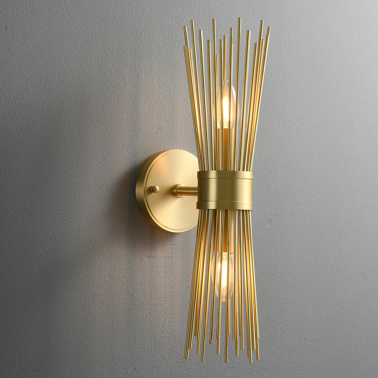 Double Starburst Sconce Natural Brass
