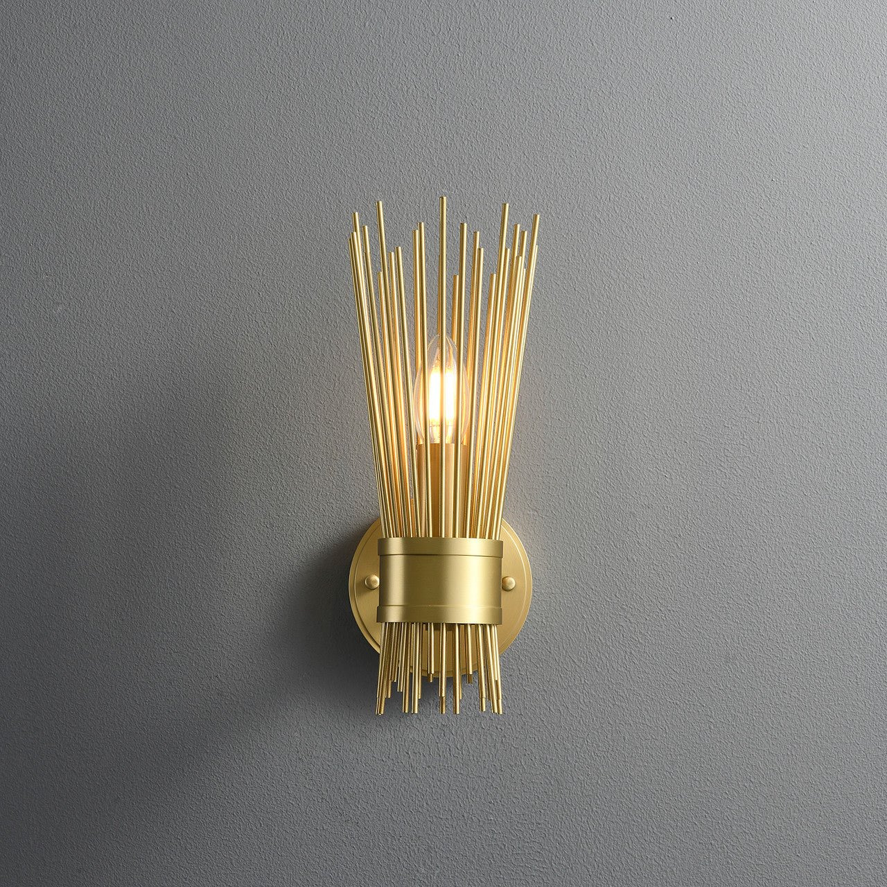 Single Starburst Sconce Natural Brass