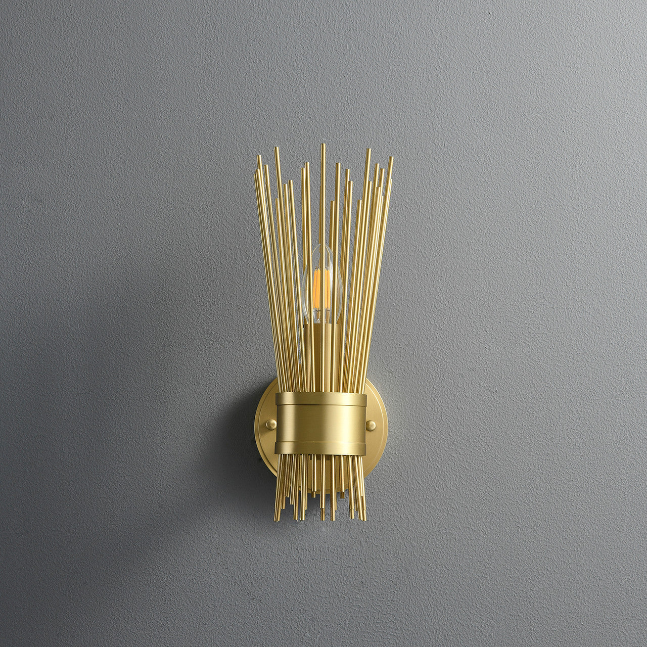 Single Starburst Sconce Natural Brass