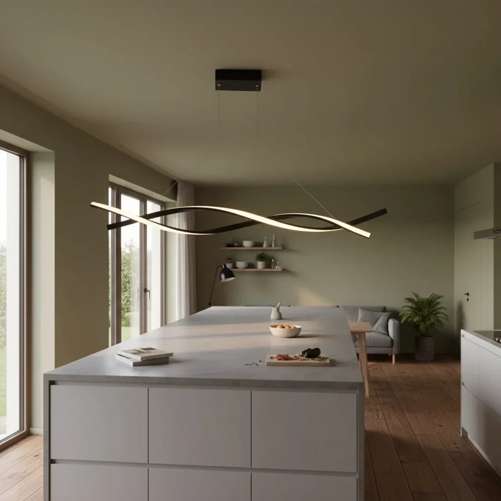 Sculptural Linear Pendant Light – Aluminium & Glass Contemporary Design