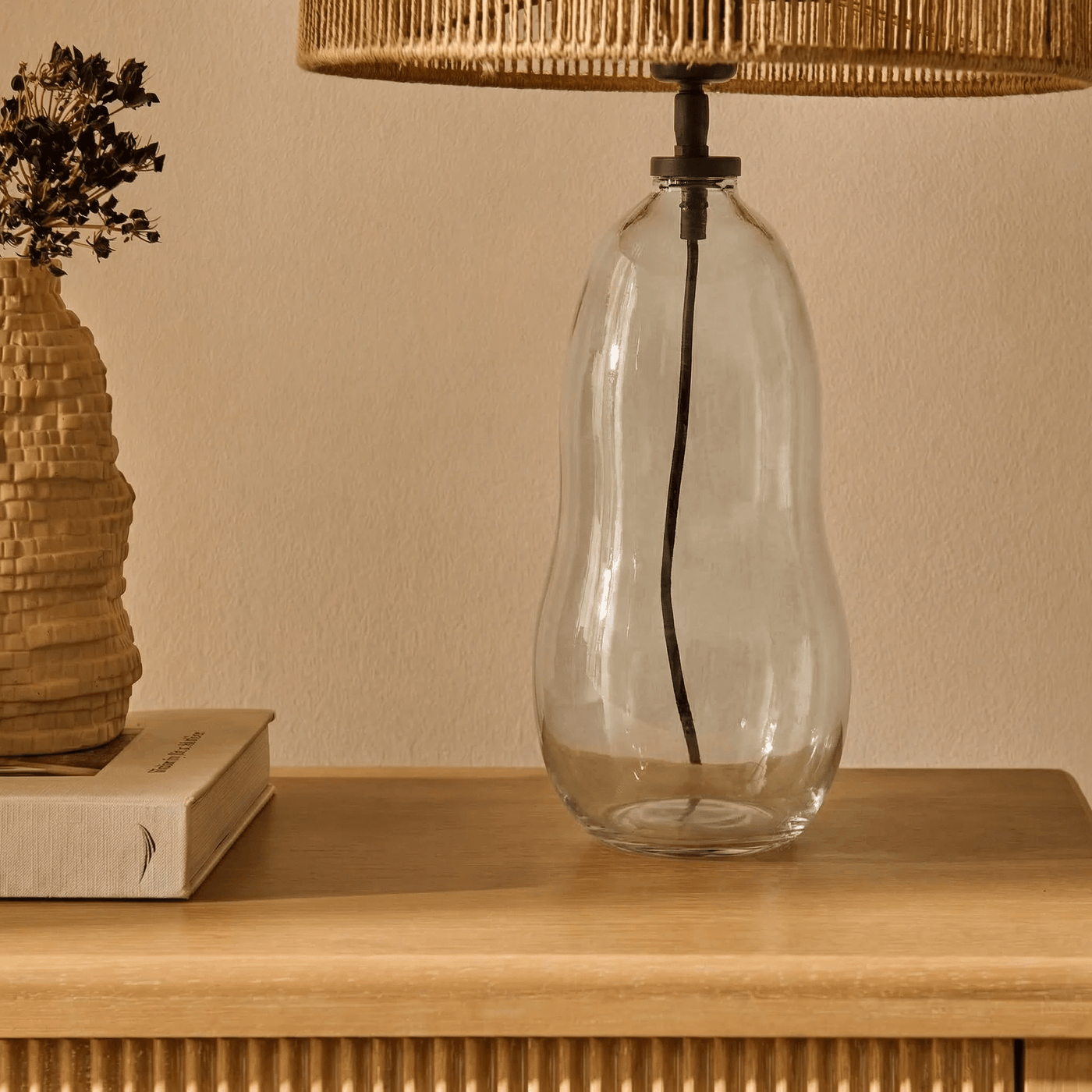 Breamore Clear Glass Wide Table Lamp Base - 30cm
