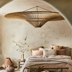 Woven Rattan Pendant Light – Japanese Wabi-Sabi Style