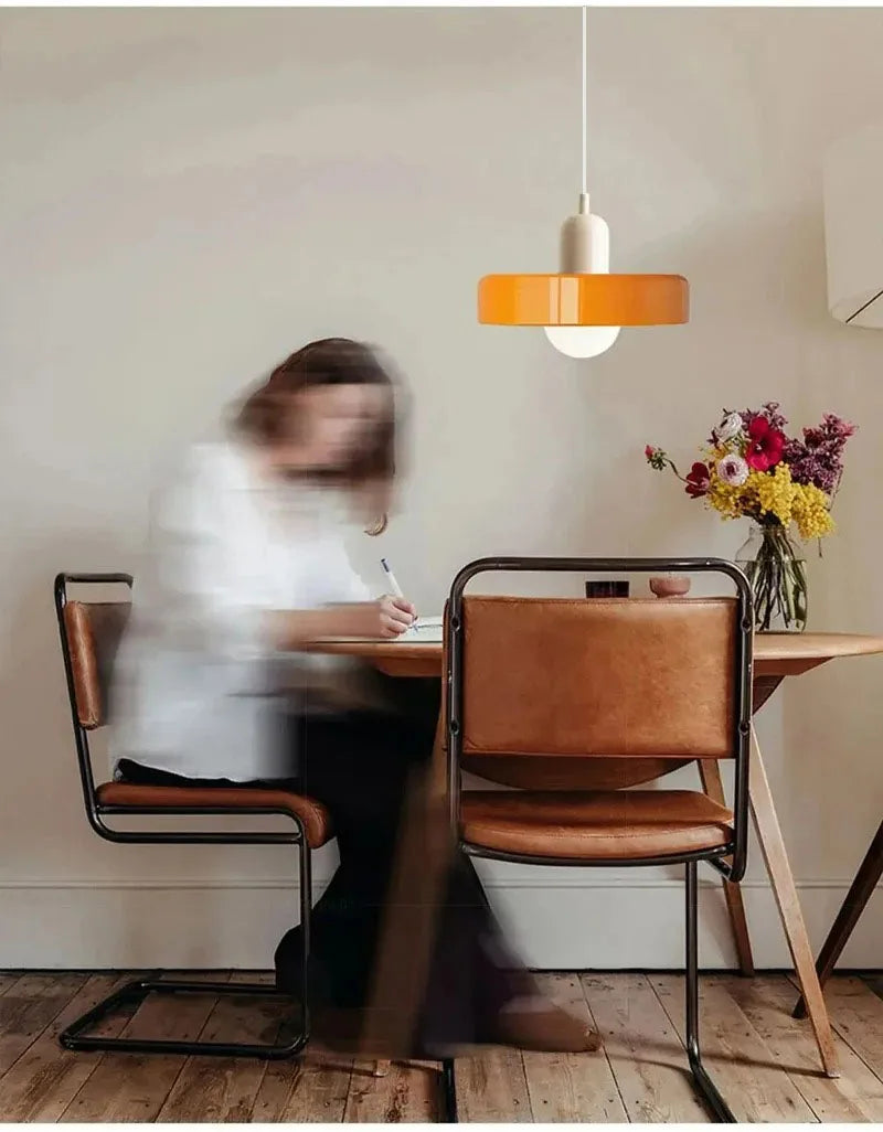 Hand-Blown Glass Pendant Light – Nordic Retro Modern Design
