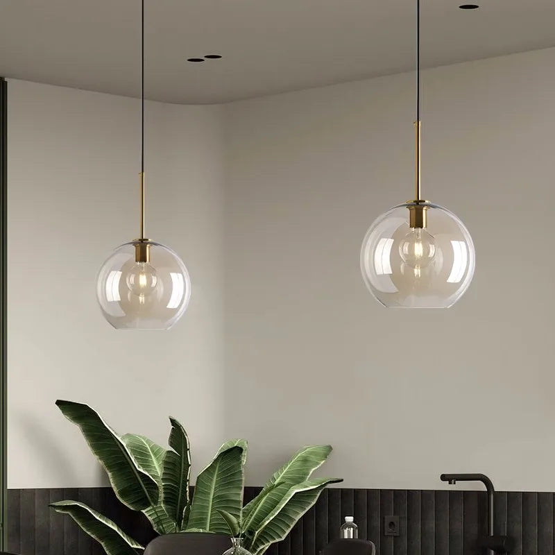 Nordic Glass Pendant Light – Modern Industrial Style