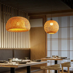 Hand-Woven Natural Rattan Pendant Light – Japandi & Bohemian Style