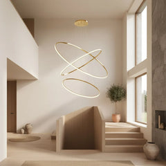 Dimmable Geometric Ring Pendant Light – Modern Aluminium Design