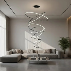Dimmable Geometric Ring Pendant Light – Modern Aluminium Design