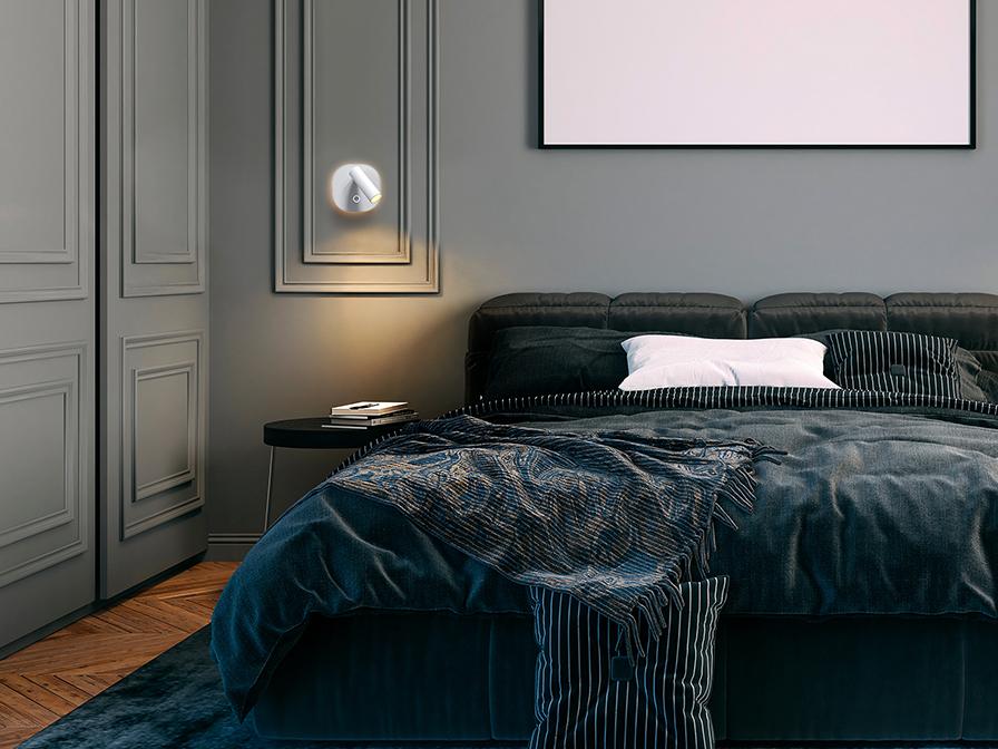 Bedside Reading LED Wall Lamp – White Metal Finish