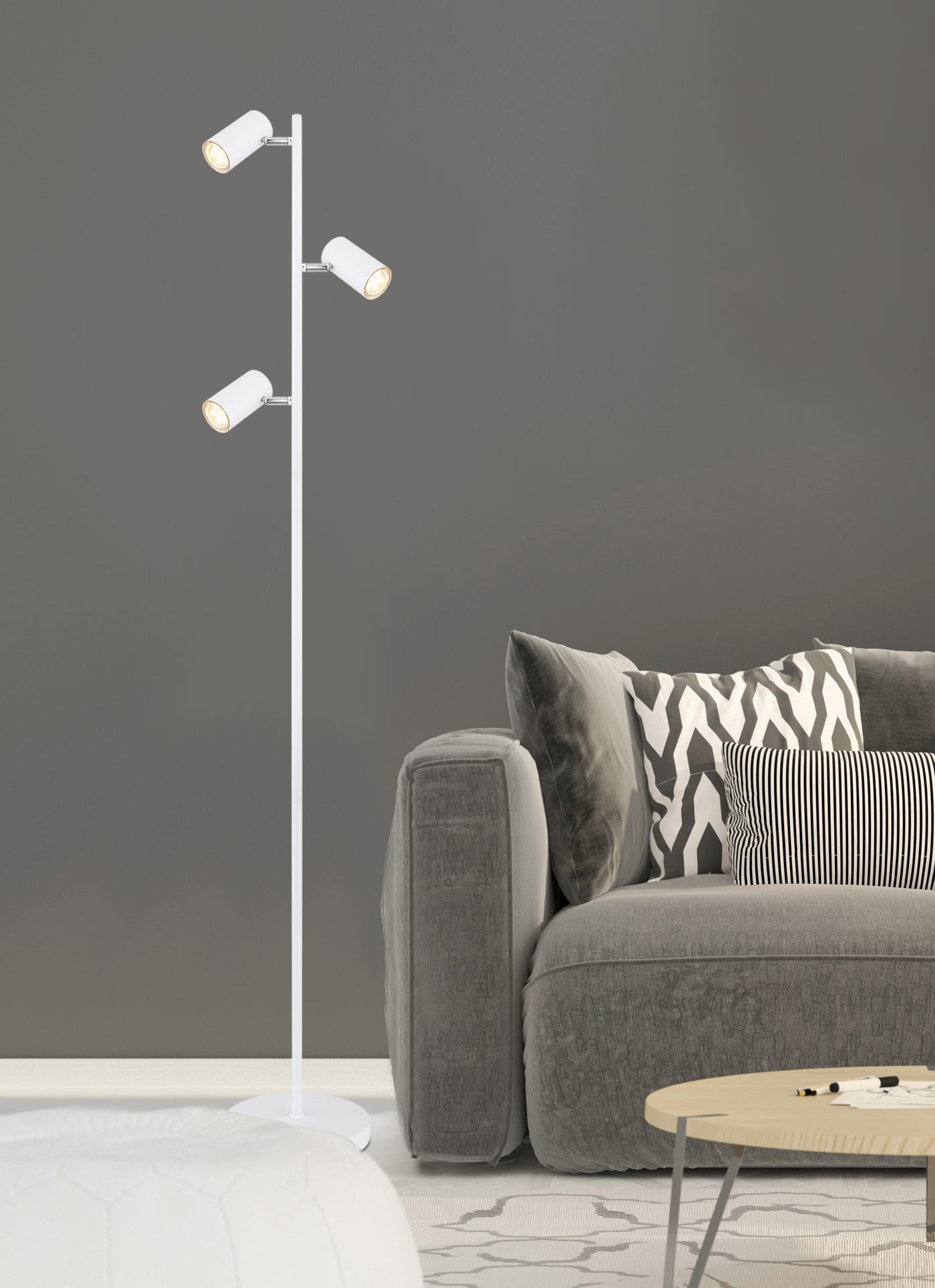 Robby Spotlight White 3-Light Floor Lamp