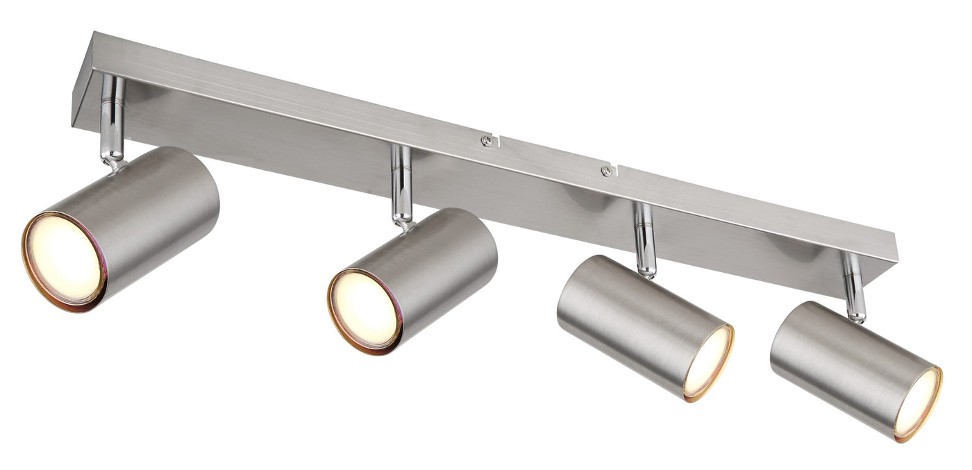 Sleek brushed chrome kitchen spotlight bar with minimalist design