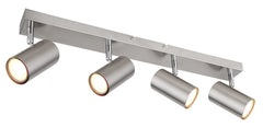 Sleek brushed chrome kitchen spotlight bar with minimalist design