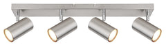 Contemporary brushed chrome kitchen spotlight bar with four lights