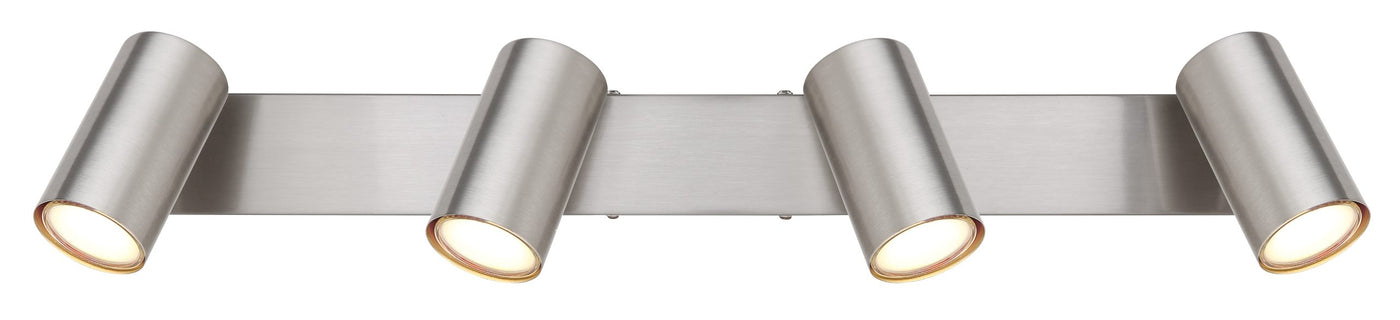 Adjustable brushed chrome kitchen spotlight bar for versatile lighting