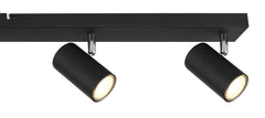 Sleek black kitchen spotlight bar illuminating a modern kitchen
