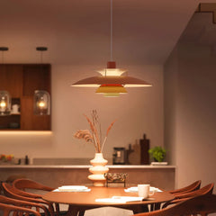 Danish pendant light – Layered metal, colorful design for the dining room or living room