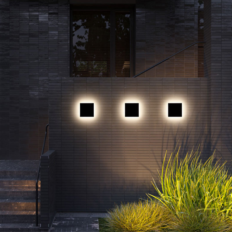 Klyne Minimalist Round/Square Outdoor Wall Lamp LED, Black/White - Neutralighting