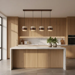 Natural Stone & Wood Pendant Light – Contemporary Minimalist Style