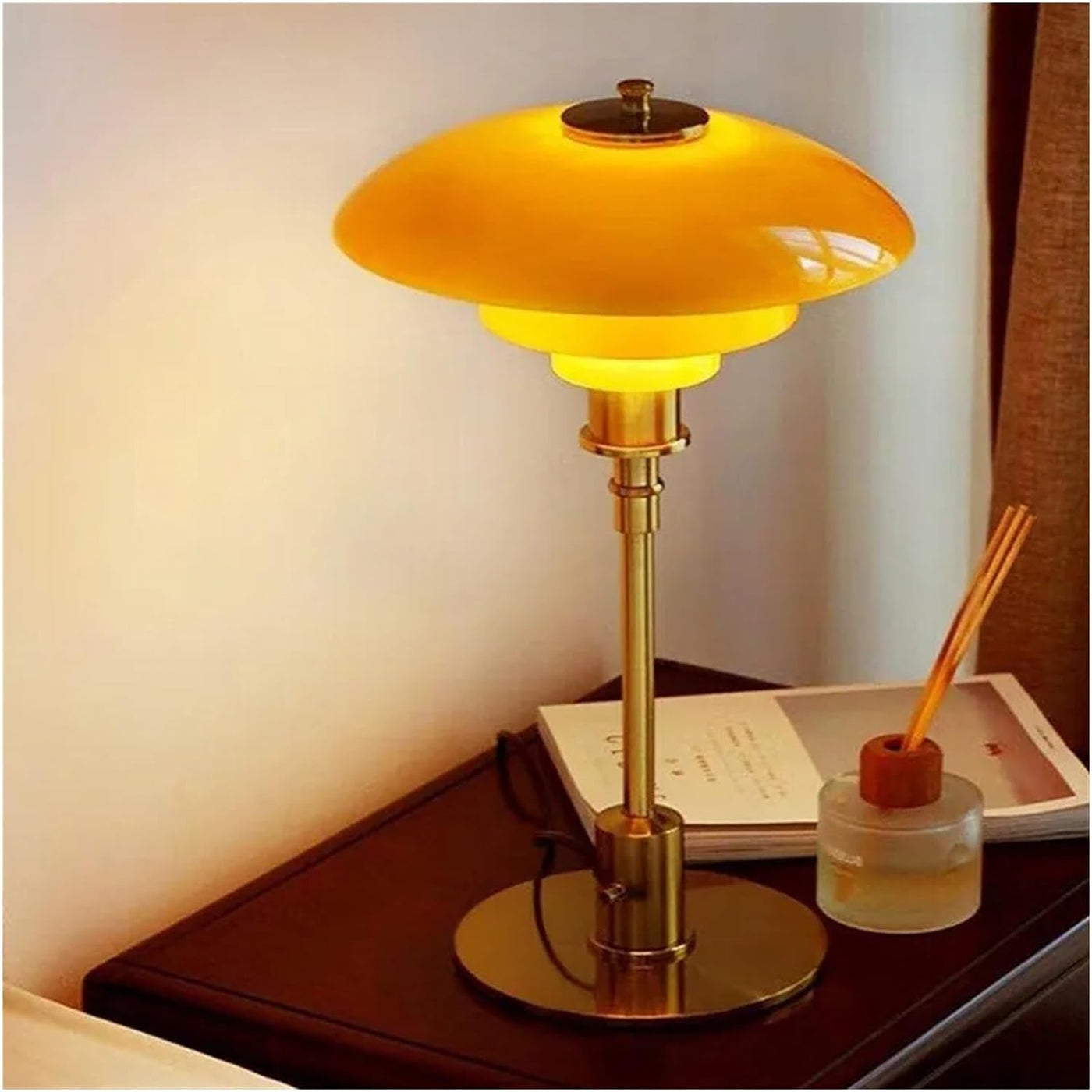 Scandinavian Table Lamp – White/Gold Glass, Modern Design for the Living Room or Bedroom