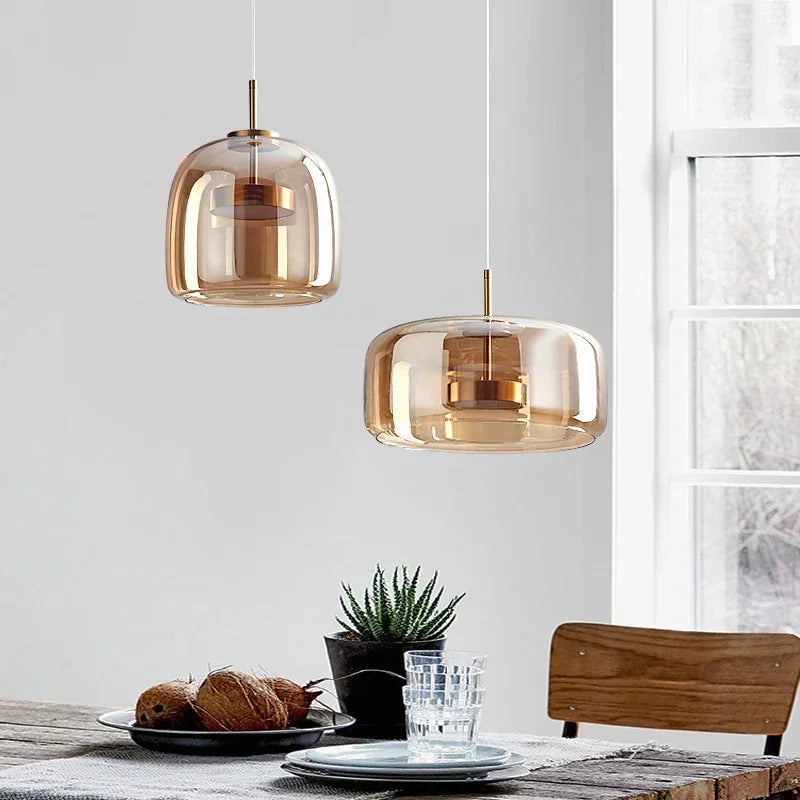 Hand-Blown Glass Pendant Light – Modern Nordic Style