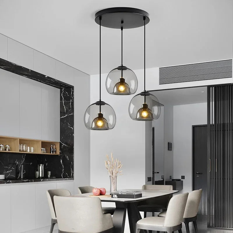 Hand-Blown Glass Pendant Light – Modern Art Deco Style