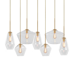 7-Light Cluster Clear Glass Geometric Pendant Light
