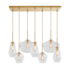 7-Light Cluster Clear Glass Geometric Pendant Light