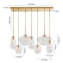 7-Light Cluster Clear Glass Geometric Pendant Light